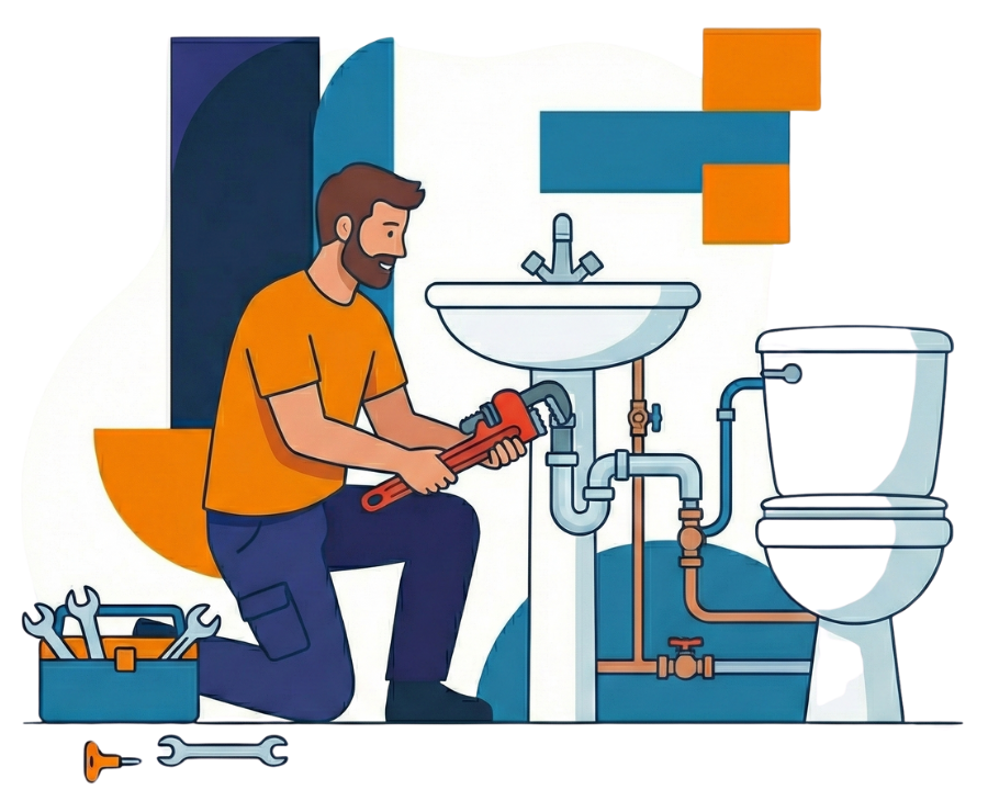 Local plumber repairing sink and toilet pipework in Lancashire home